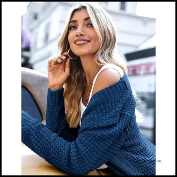 Oversized Chunky Knit Cardigan Batwing Sleeves Open Front Cozy Sweater - Picture 2 of 7